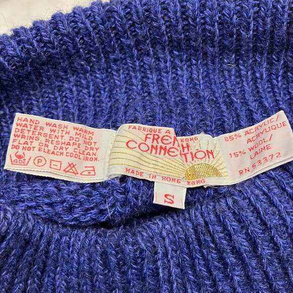 🙂French Connection Womens Cable Knit Turtleneck Sweater Cobalt Blue Size Small - Picture 2 of 8